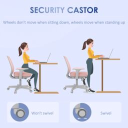 VINSETTO Office Chair, 360 Degree Swivel Desk Chair with Wheels, Pink - thumbnail 4