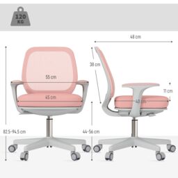 VINSETTO Office Chair, 360 Degree Swivel Desk Chair with Wheels, Pink - thumbnail 3