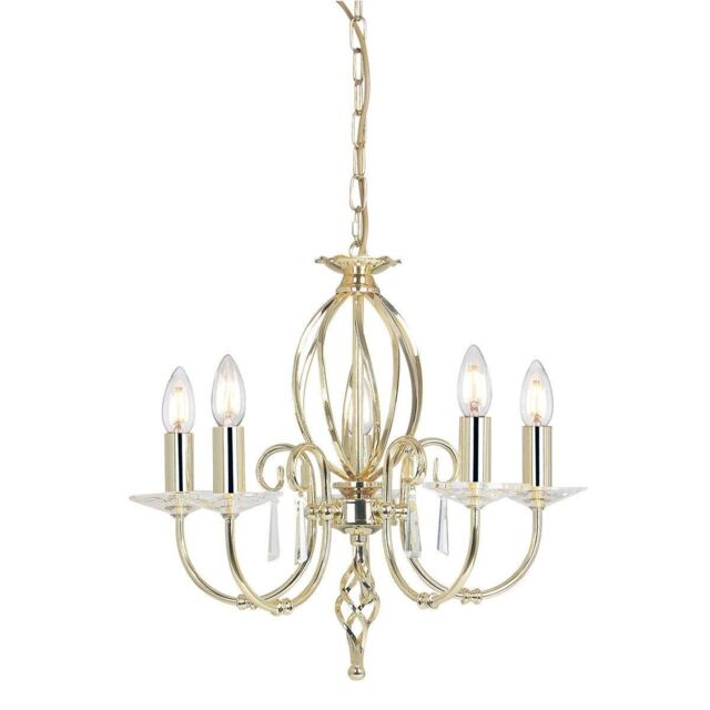 Netlighting Aegean 5 Light Chandelier Polished Brass Finish E14 in Yellow