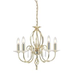 Netlighting Aegean 5 Light Chandelier Polished Brass Finish E14 in Yellow