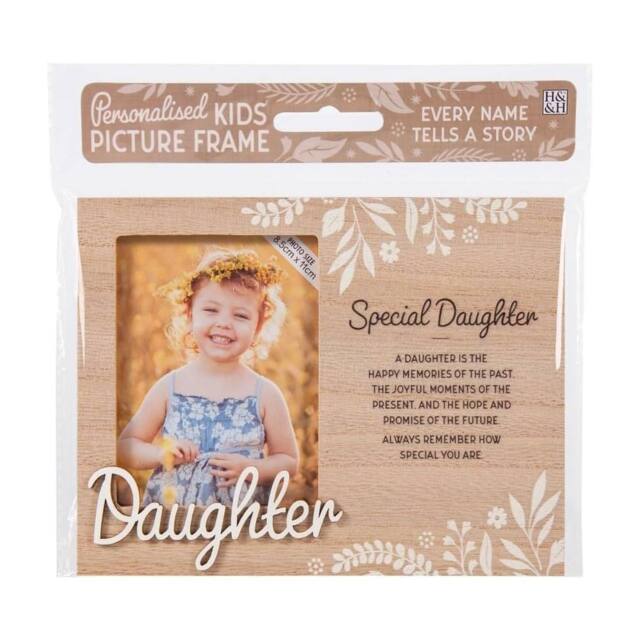 History & Heraldry Personalised Kids Wooden Picture Frame - Daughter in Brown