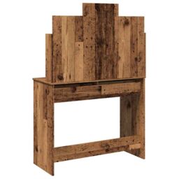 Berkfield Home Dressing Table with Mirror Old Wood 96x39x142 cm in Brown - Size: 96 x 39 x 142 cm - thumbnail 6