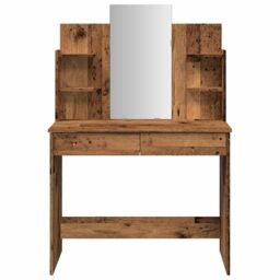 Berkfield Home Dressing Table with Mirror Old Wood 96x39x142 cm in Brown - Size: 96 x 39 x 142 cm - thumbnail 4