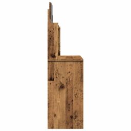Berkfield Home Dressing Table with Mirror Old Wood 96x39x142 cm in Brown - Size: 96 x 39 x 142 cm - thumbnail 5