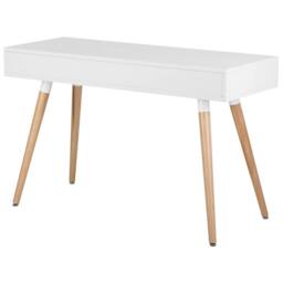 Wyld and Coco Compact White Desk 120x45 cm - 2 Drawers and Shelf Oak Legs - thumbnail 6