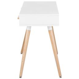 Wyld and Coco Compact White Desk 120x45 cm - 2 Drawers and Shelf Oak Legs - thumbnail 5