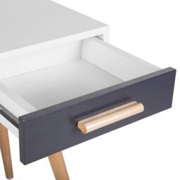 Wyld and Coco Compact White Desk 120x45 cm - 2 Drawers and Shelf Oak Legs - thumbnail 7