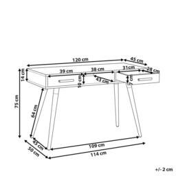 Wyld and Coco Compact White Desk 120x45 cm - 2 Drawers and Shelf Oak Legs - thumbnail 3