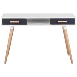 Wyld and Coco Compact White Desk 120x45 cm - 2 Drawers and Shelf Oak Legs - thumbnail 4