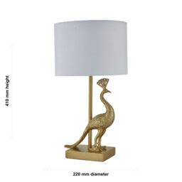 First Choice Lighting Set of 2 Majestic - Gold Peacock Table Lamps with White Shades - thumbnail 8
