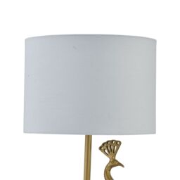 First Choice Lighting Set of 2 Majestic - Gold Peacock Table Lamps with White Shades - thumbnail 5