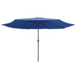 Berkfield Home Garden Parasol with Metal Pole 390 cm Azure Blue - thumbnail 1