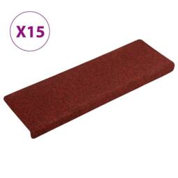 Berkfield Home Stair Mats 15 pcs Needle Punch 65x21x4 cm Red - Size: Medium - thumbnail 2