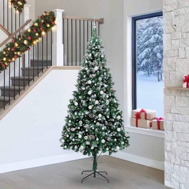 Berkfield Home Artificial Christmas Tree with 300 LEDs with Stand Green 240 cm - image 1