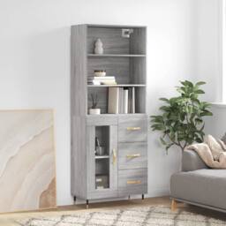 Berkfield Home Highboard Grey Sonoma 69.5x34x180 cm Engineered Wood - thumbnail 2
