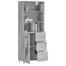 Berkfield Home Highboard Grey Sonoma 69.5x34x180 cm Engineered Wood - thumbnail 3