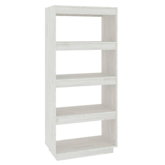 Berkfield Home Book Cabinet/Room Divider White 60x35x135 cm Solid Pinewood - Size: 60 x 35 x 135 cm - image 1