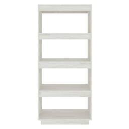 Berkfield Home Book Cabinet/Room Divider White 60x35x135 cm Solid Pinewood - Size: 60 x 35 x 135 cm - thumbnail 5