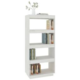 Berkfield Home Book Cabinet/Room Divider White 60x35x135 cm Solid Pinewood - Size: 60 x 35 x 135 cm - thumbnail 4