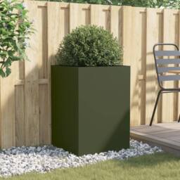 Berkfield Home Planter Olive Green 52x48x75 cm Steel - Size: 52 x 48 x 75 cm - thumbnail 1