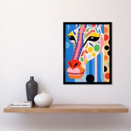 "Artery8 Wall Art Print I Woke Up Like This Giraffe Henri Matisse Style Artwork Vibrant Abstract Portrait Art Framed in Black - Size: W12"" x H16""" - thumbnail 2