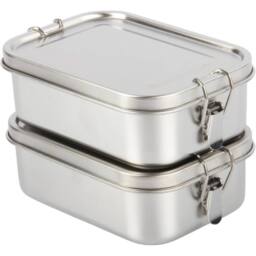 KORVIXA 2PCS Stainless Steel Bento Lunch Box 750ml in Silver - Size: 500mm - thumbnail 1