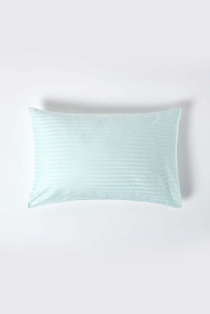 Homescapes Egyptian Cotton Satin Stripe Housewife Pillowcase 330 TC in Blue - image 1