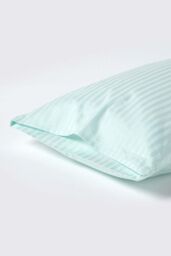 Homescapes Egyptian Cotton Satin Stripe Housewife Pillowcase 330 TC in Blue - thumbnail 3