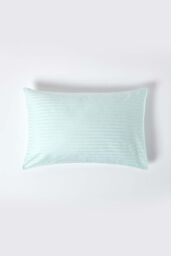 Homescapes Egyptian Cotton Satin Stripe Housewife Pillowcase 330 TC in Blue - thumbnail 1