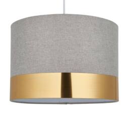 First Choice Lighting Amara - Grey 30cm Easy Fit Pendant Shade with Gold Band - thumbnail 1