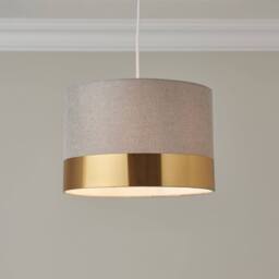 First Choice Lighting Amara - Grey 30cm Easy Fit Pendant Shade with Gold Band - thumbnail 6