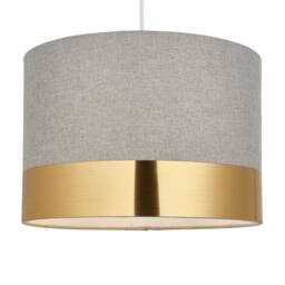 First Choice Lighting Amara - Grey 30cm Easy Fit Pendant Shade with Gold Band - thumbnail 2