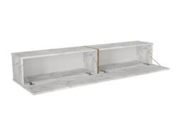 Vente-unique Wall-Mounted TV Unit With 2 Doors - White Marble Effect - DINOMA - thumbnail 6
