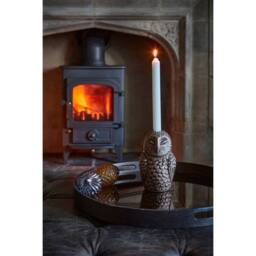 Lemon Pavilion Furniture and Decor Cast Aluminium Owl Candle Holder - L8.5 x W7.5 x H14.5 cm in Brown - thumbnail 4