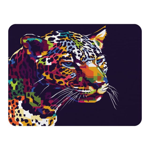 Benjamin Tate Design leopard face with pop art style Designer Blanket in Natural - Size: 120 cm x 150 cm - image 1