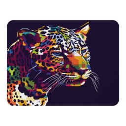 Benjamin Tate Design leopard face with pop art style Designer Blanket in Natural - Size: 120 cm x 150 cm - thumbnail 1