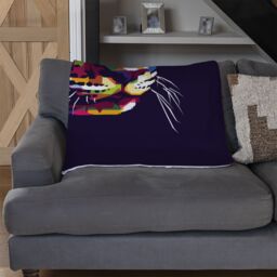 Benjamin Tate Design leopard face with pop art style Designer Blanket in Natural - Size: 120 cm x 150 cm - thumbnail 2
