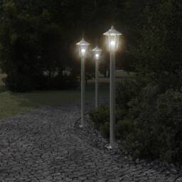 Berkfield Home Outdoor Floor Lamps 3pcs Silver 120 cm Stainless Steel - thumbnail 3