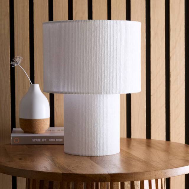 K LIVING Tokyo White Velvet Stripe Table Lamp - image 1