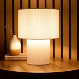 K LIVING Tokyo White Velvet Stripe Table Lamp - thumbnail 2