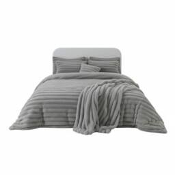 Snug City Luxury Teddy Cord Design Bedding Set Ultra Soft Cozy Stylish Comfort in Silver - Size: Double - thumbnail 2