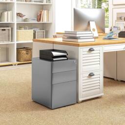 ERGOVEXA Lockable Cabinet, Steel Office Drawer Unit, Grey - thumbnail 7