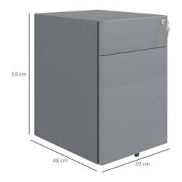 ERGOVEXA Lockable Cabinet, Steel Office Drawer Unit, Grey - thumbnail 3
