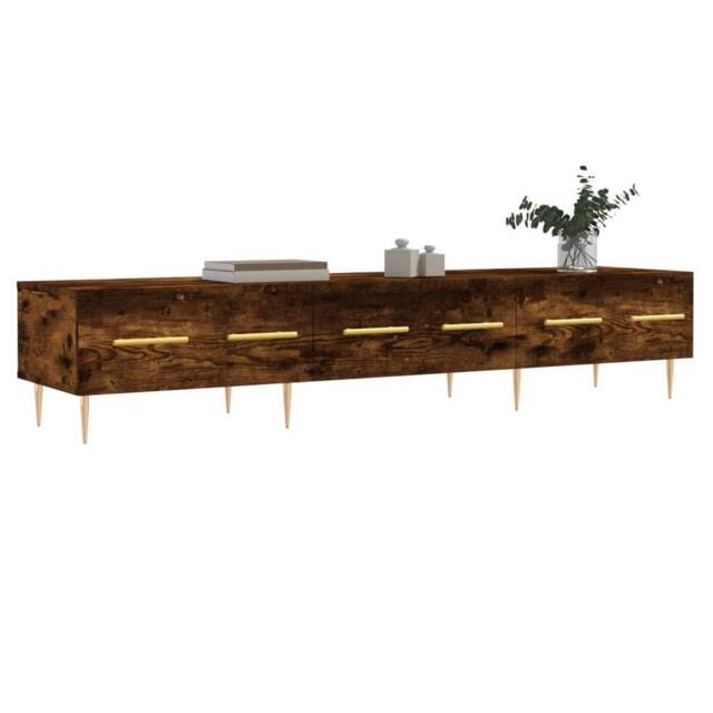 Berkfield Home TV Cabinet Smoked Oak 150x36x30 cm Engineered Wood in Brown - Size: 150 x 36 x 30 cm - image 1