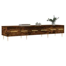 Berkfield Home TV Cabinet Smoked Oak 150x36x30 cm Engineered Wood in Brown - Size: 150 x 36 x 30 cm - thumbnail 1