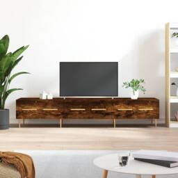 Berkfield Home TV Cabinet Smoked Oak 150x36x30 cm Engineered Wood in Brown - Size: 150 x 36 x 30 cm - thumbnail 2