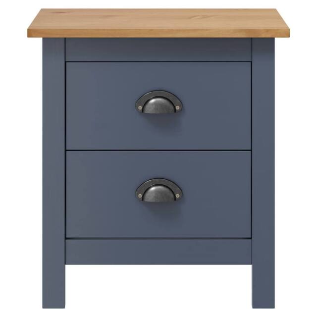 Berkfield Home Bedside Cabinet Hill Grey 46x35x49.5 cm Solid Pine Wood in Dark Navy - image 1