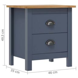 Berkfield Home Bedside Cabinet Hill Grey 46x35x49.5 cm Solid Pine Wood in Dark Navy - thumbnail 4