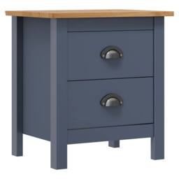 Berkfield Home Bedside Cabinet Hill Grey 46x35x49.5 cm Solid Pine Wood in Dark Navy - thumbnail 2