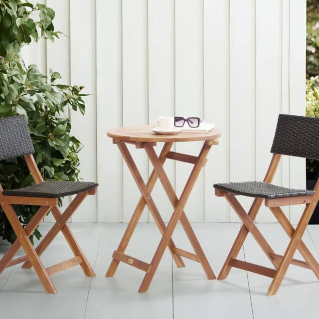 Wyld and Coco Acacia Wood 3-Piece Folding Bistro Set Brown - image 1